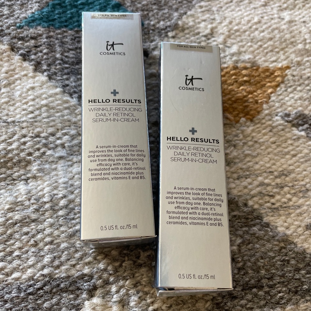 x2 It Cosmetics Hello Results Wrinkle-Reducing Retinol Serum in Cream .5oz 15ml